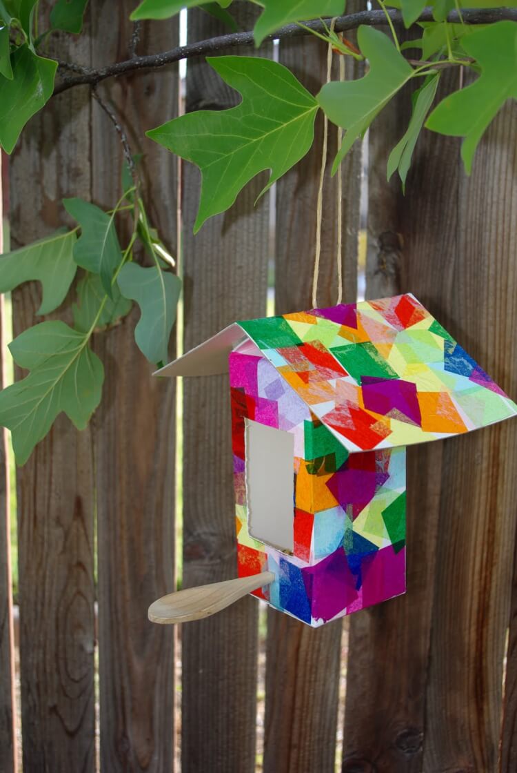 homemade tissue paper birdhouse