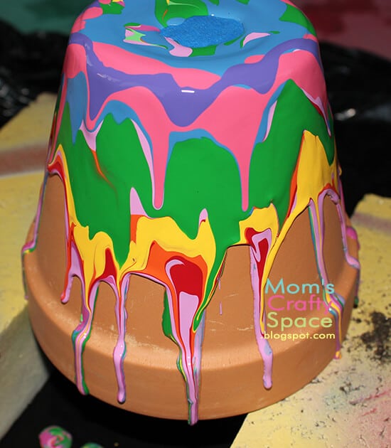 pour painted flower pots