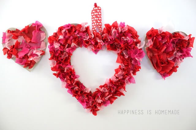 Paper Plate & Tissue Paper Valentine Wreath - Glue Sticks and Gumdrops