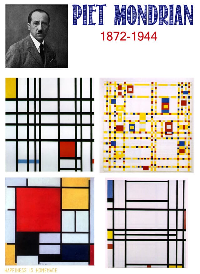Kids Homeschool Art Lesson: Piet Mondrian - Happiness is Homemade