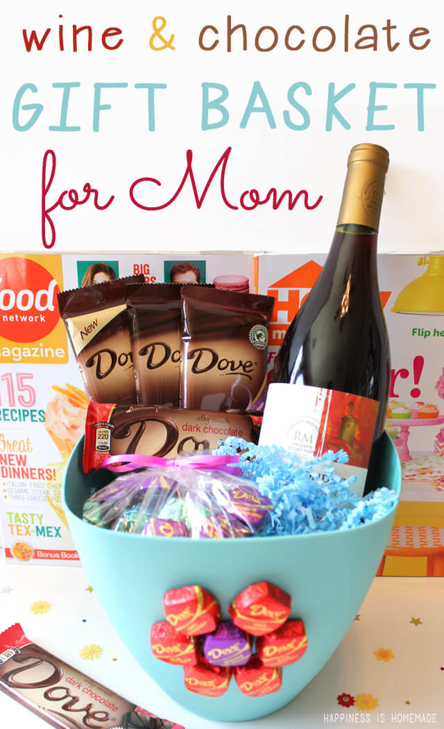 Mother's Day Wine & Dark Chocolate Gift Basket - Happiness ...