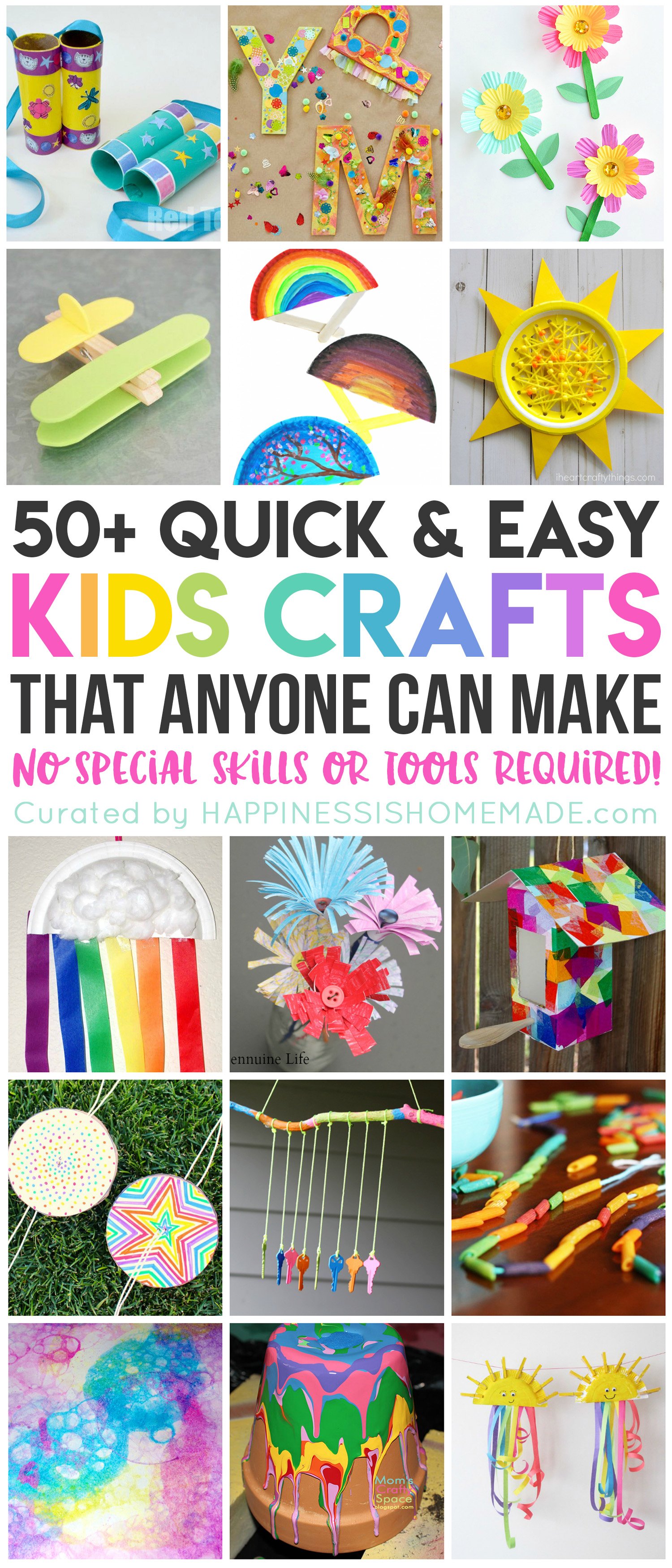 50 Quick Easy Kids Crafts That ANYONE Can Make Happiness Is Homemade