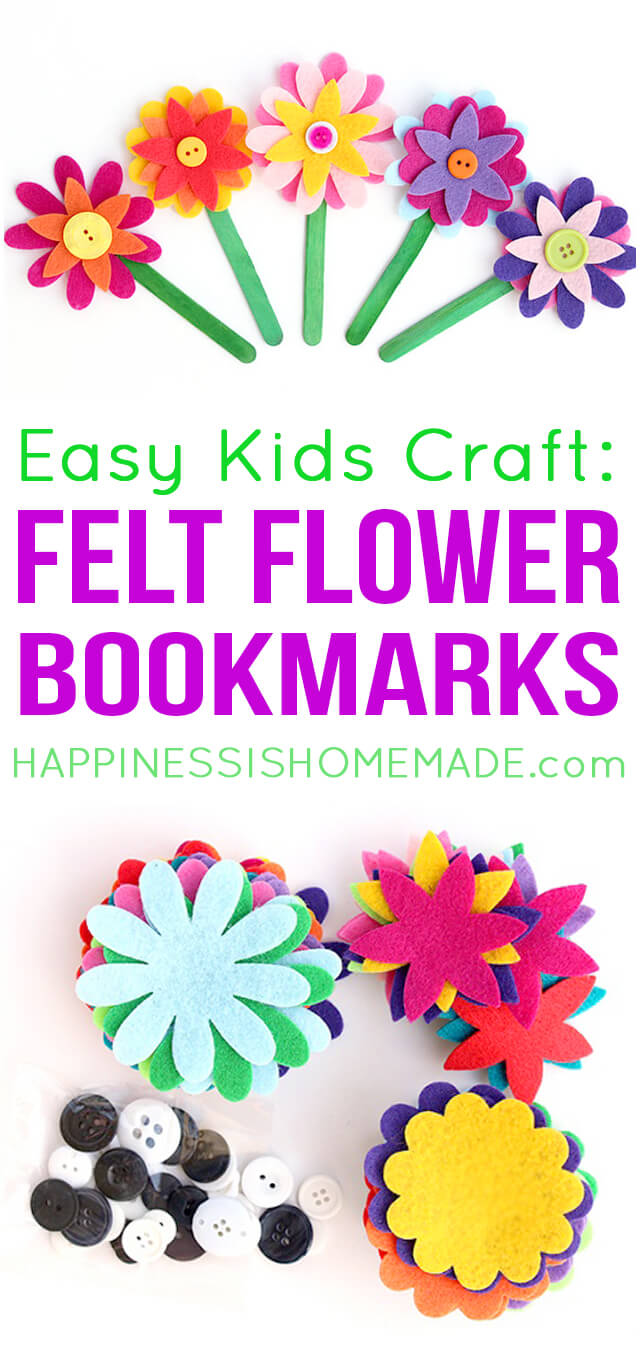 Easy DIY for Spring - Felt Flower Bookmark Craft