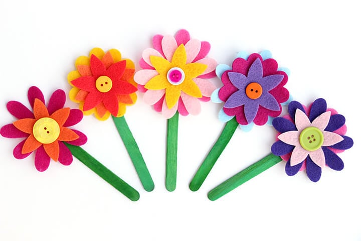 easy kids craft idea felt flower bookmarks