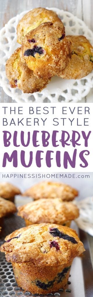 The Best Bakery-Style Blueberry Muffin Recipe Ever! - Happiness Is Homemade