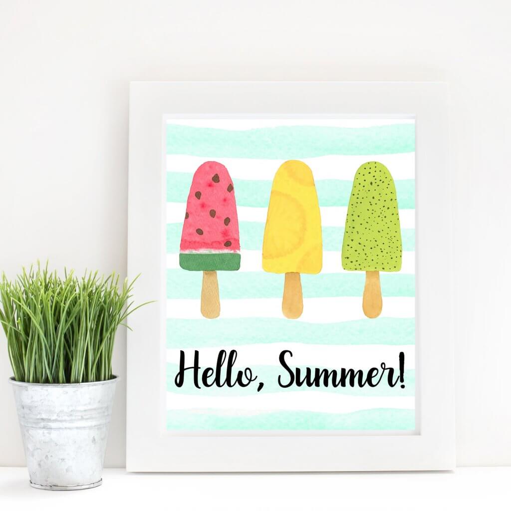 Hello, Summer! Printable Popsicle Art - Happiness is Homemade