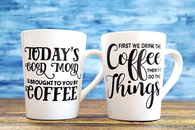 DIY Funny Coffee Mugs + Free SVG Cut Files - Happiness is Homemade