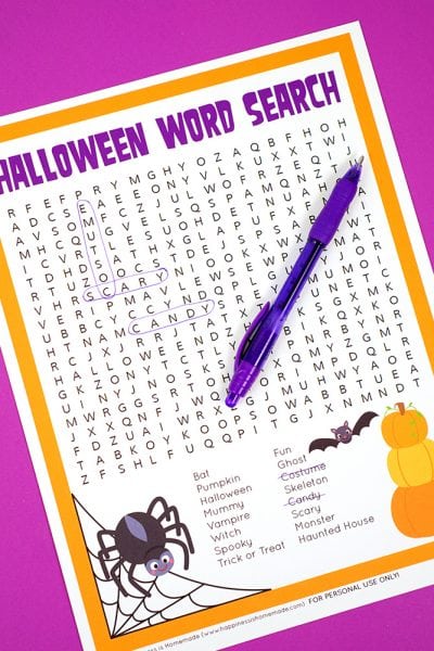 Free Printable Halloween Word Search - Happiness is Homemade