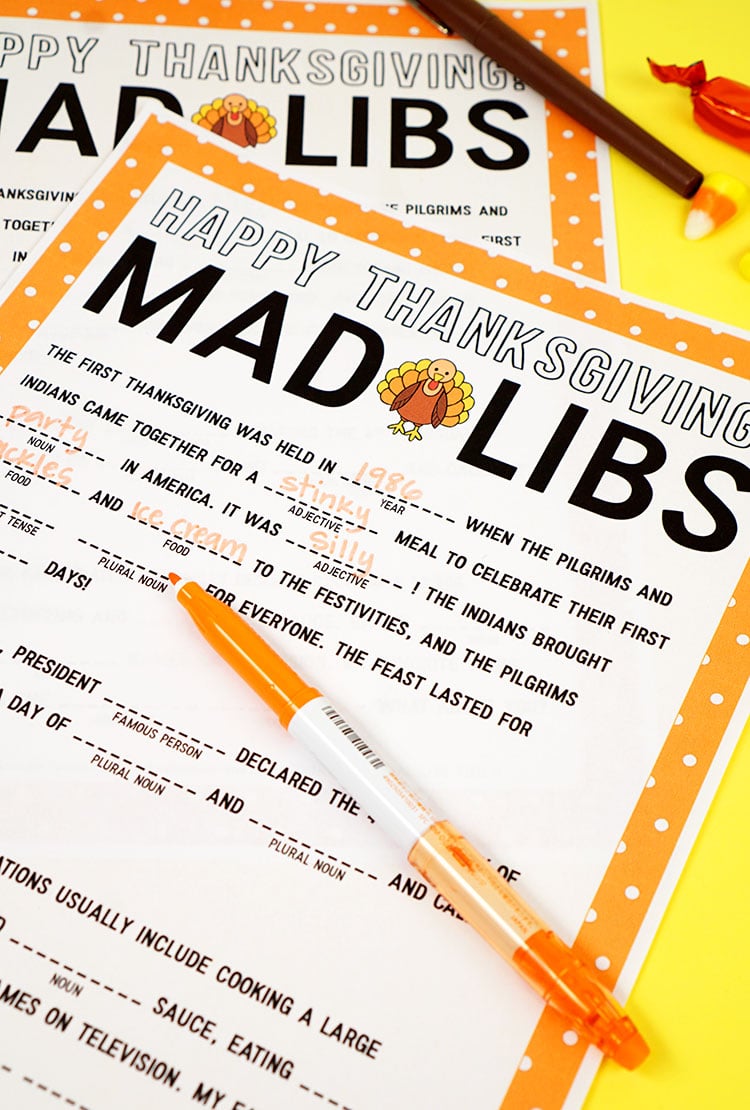 Thanksgiving Mad Libs Printable Game Happiness Is Homemade