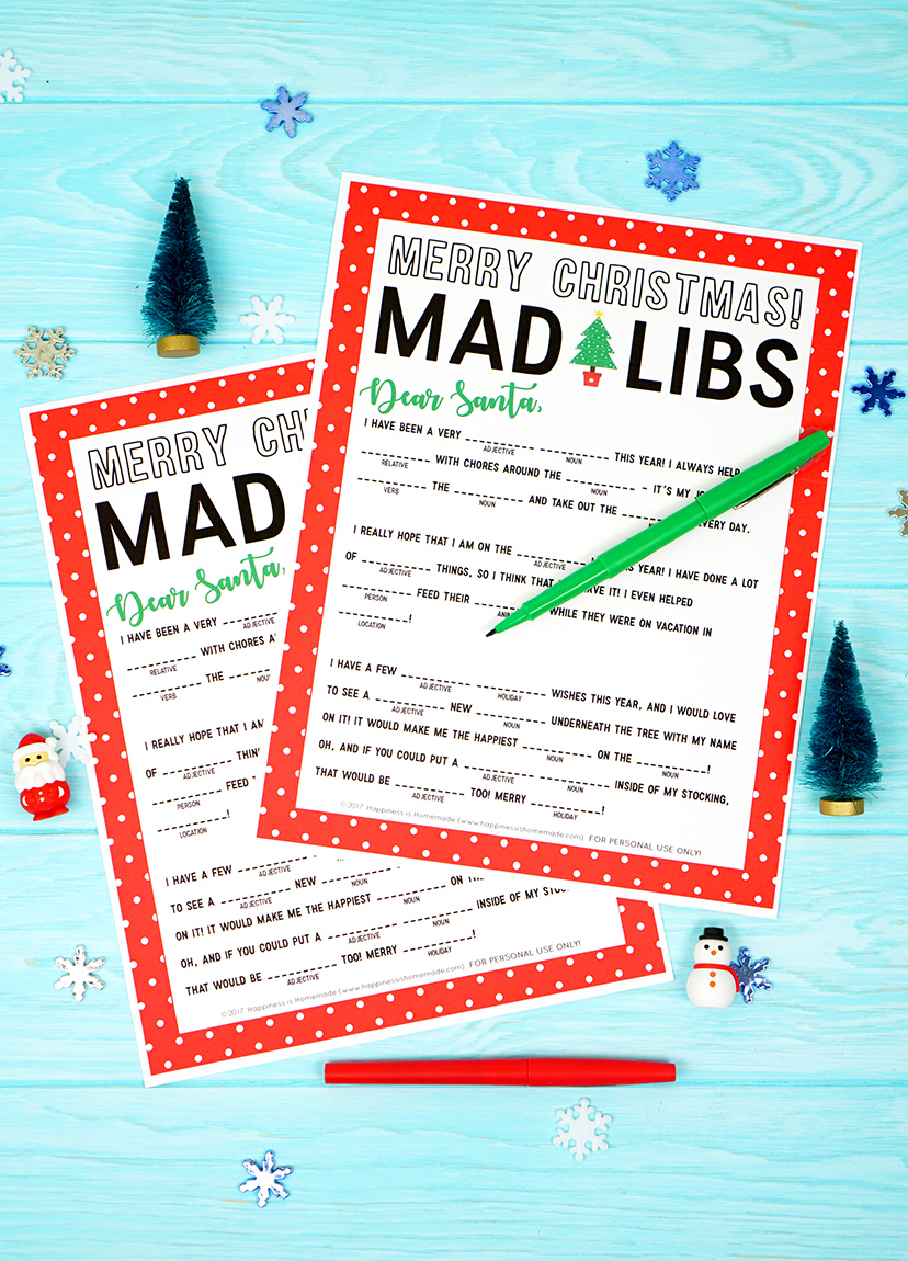 Christmas Mad Libs Printable Happiness Is Homemade