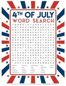 4th of July Word Search: Free Printable - Happiness is Homemade