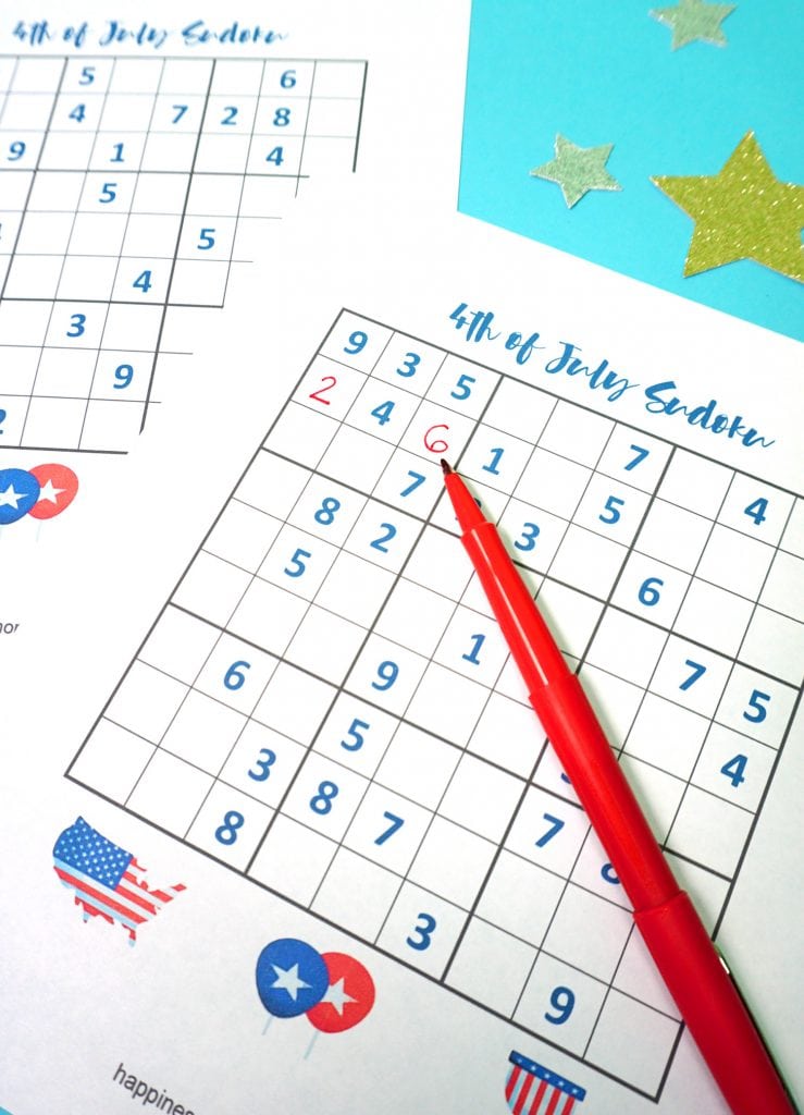 4th of July Printable Sudoku Puzzles + Logic Puzzle - Happiness is Homemade