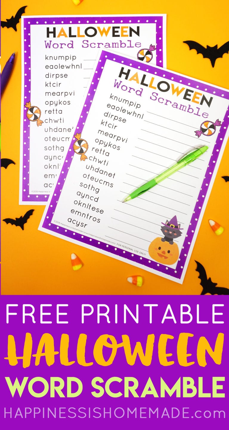 Halloween Word Scramble for Kids - Happiness is Homemade