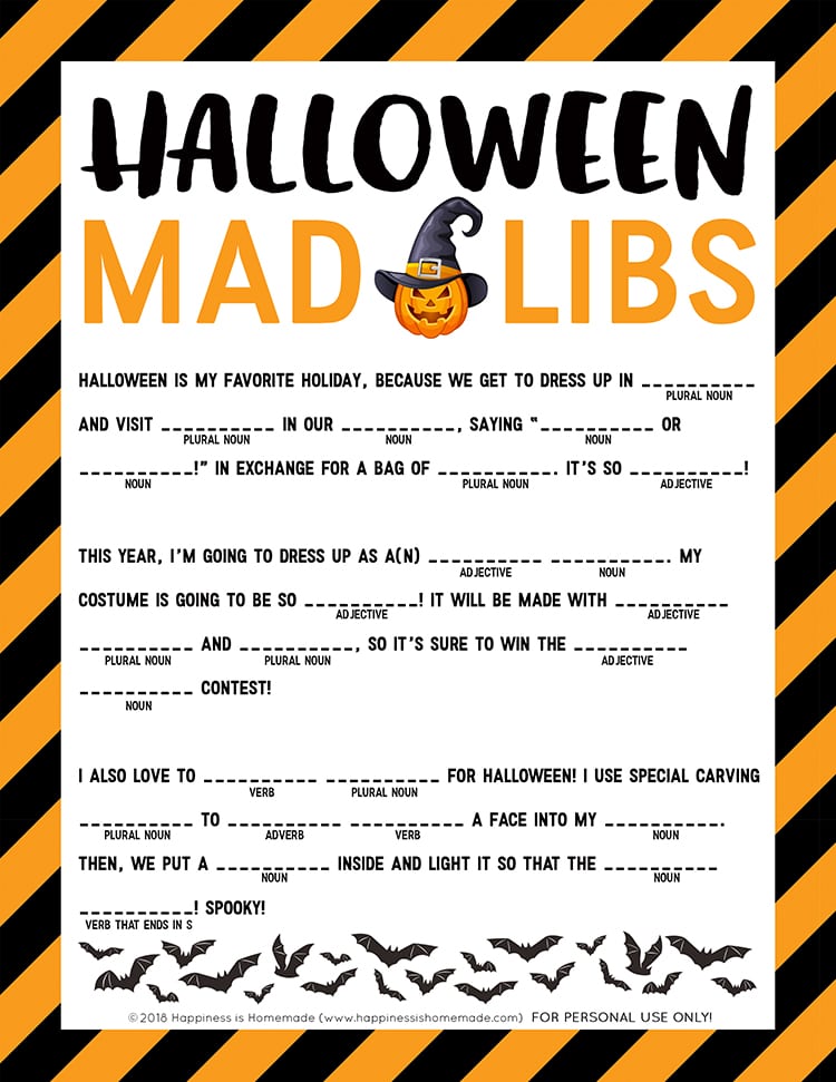 Free Halloween Mad Libs Printable Printable Templates