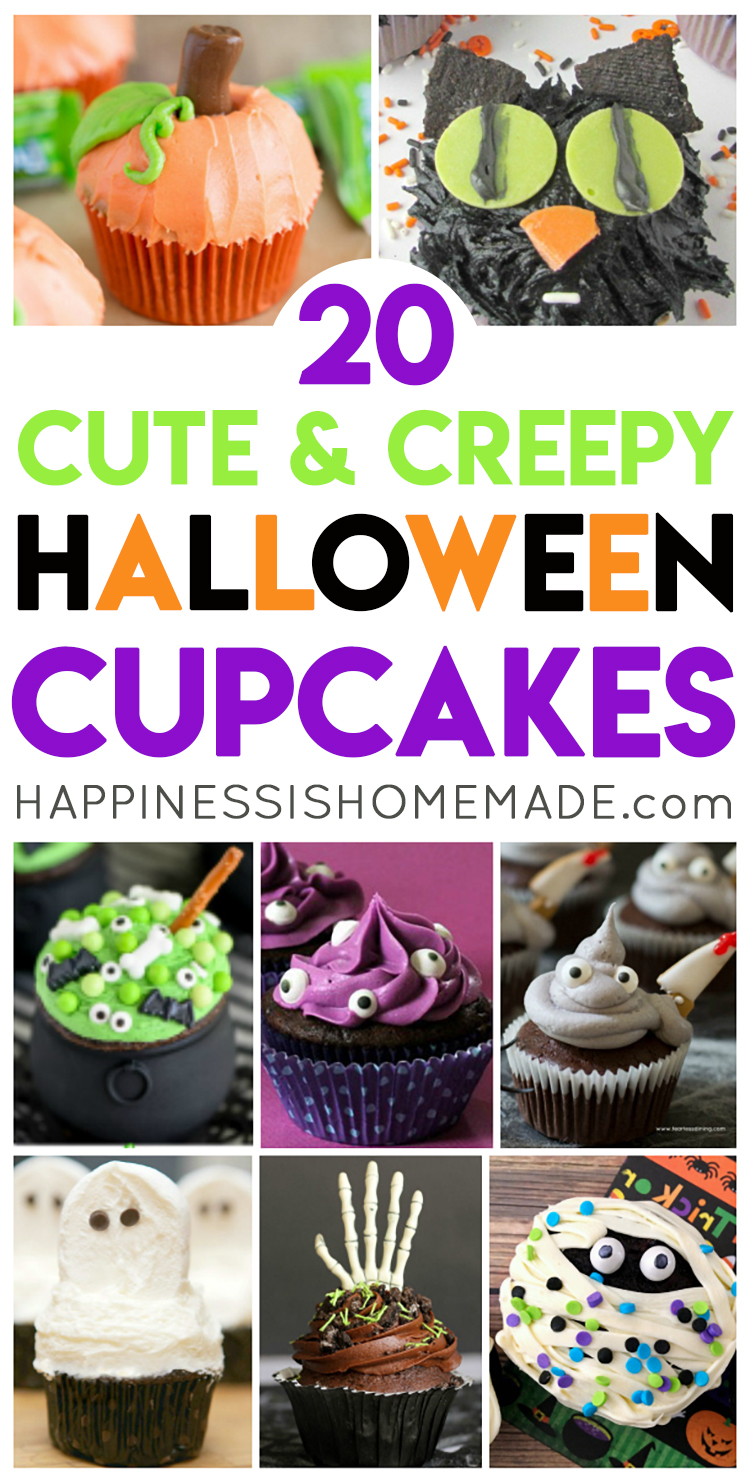 20 Cute & Creepy Halloween Cupcakes - Happiness is Homemade