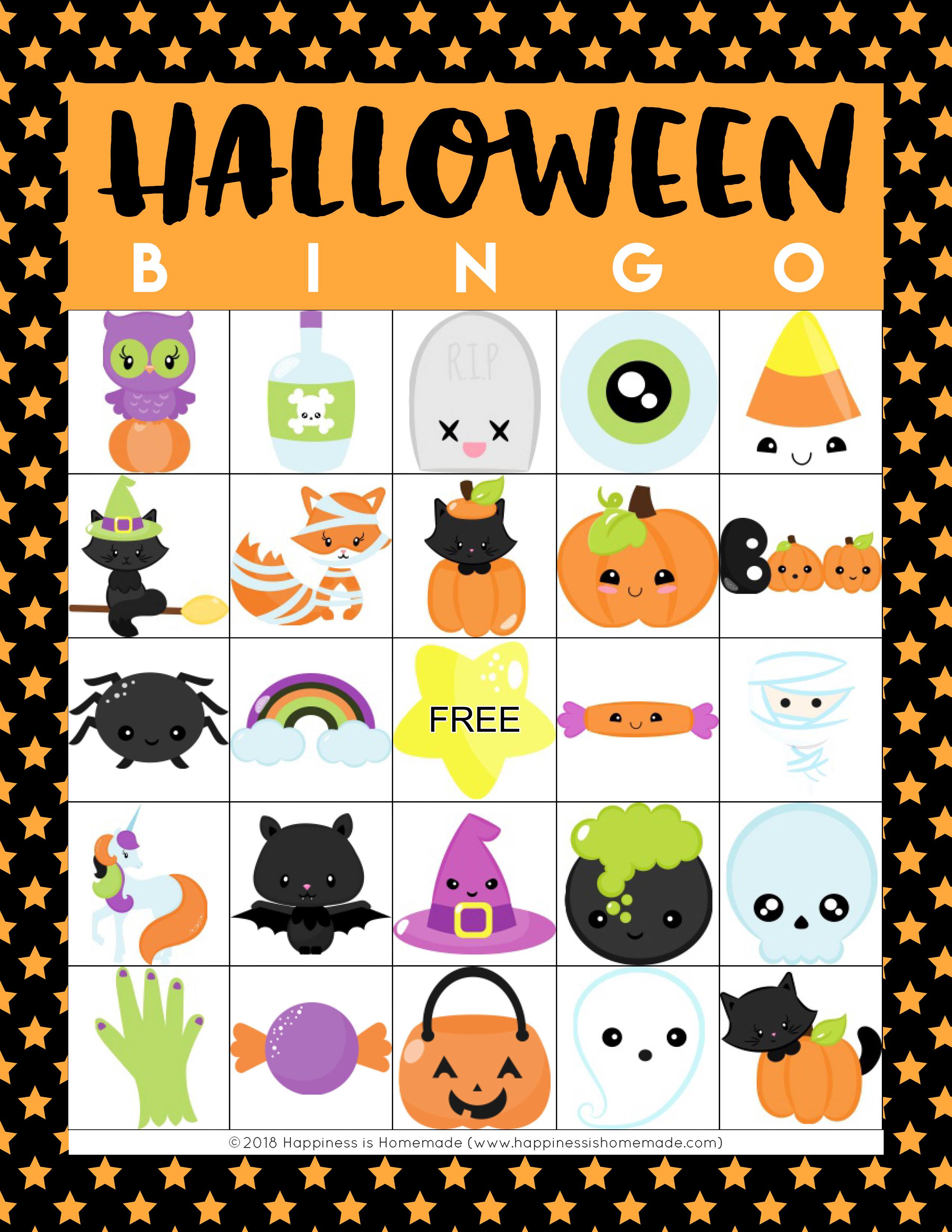 Printable Halloween Bingo Cards - Happiness is Homemade