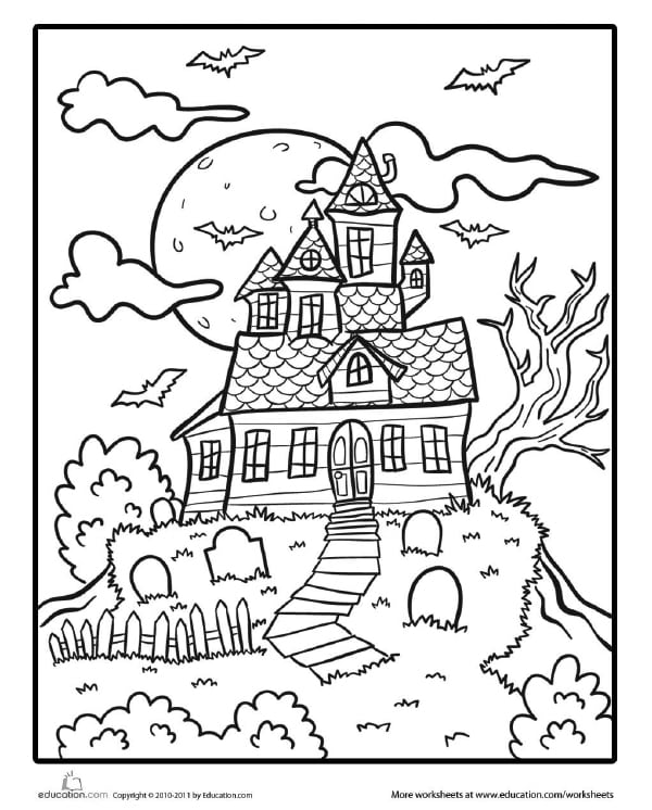 11+ Haunted House Free Halloween Coloring Pages For Adults Pictures