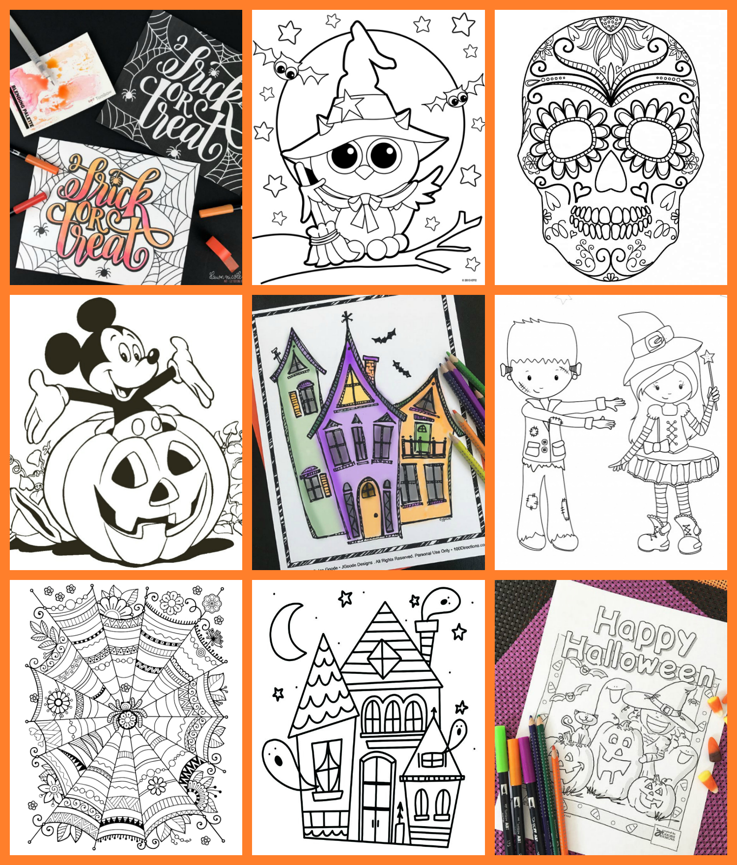 FREE Halloween Coloring Pages for Adults & Kids - Happiness is