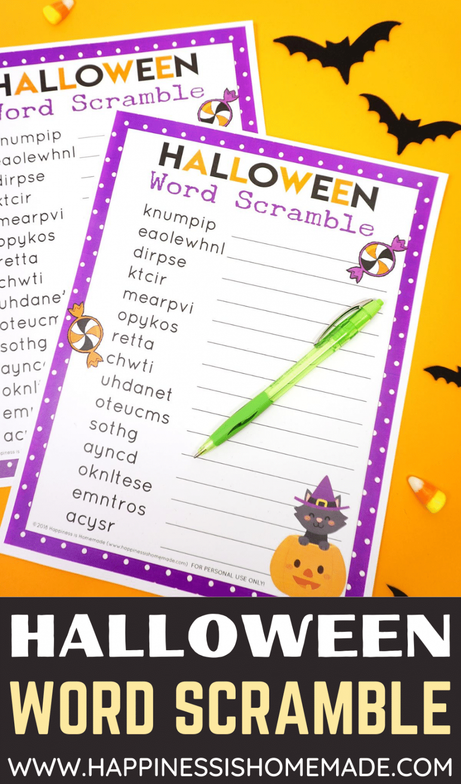 Halloween Word Scramble for Kids - Happiness is Homemade