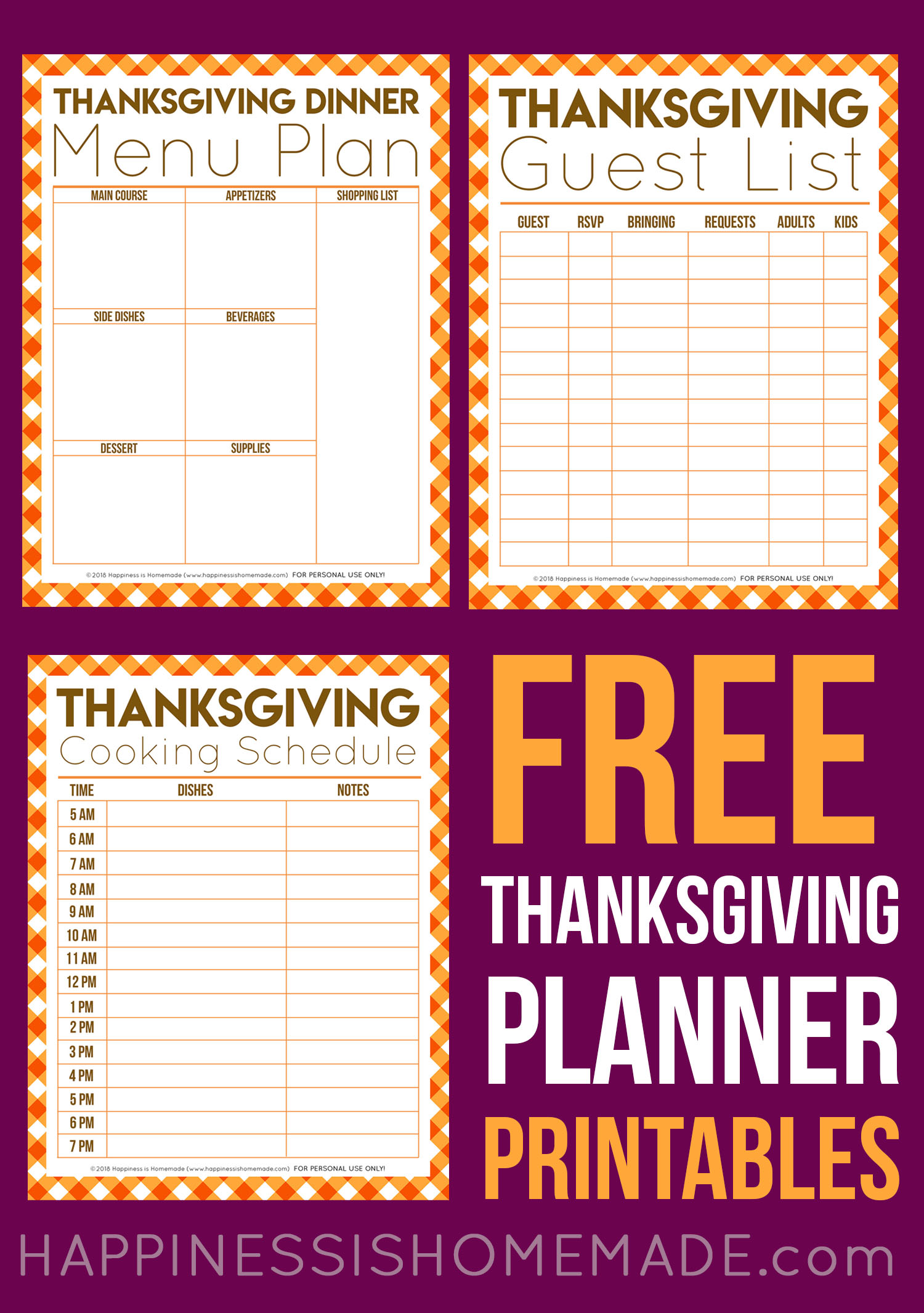Free Thanksgiving Printables - Menu Planner, Guest List, & More ...