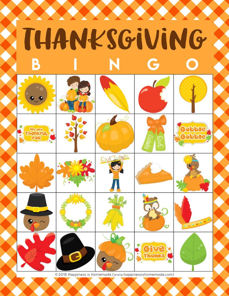 Free Printable Thanksgiving Bingo Cards - Happiness is Homemade