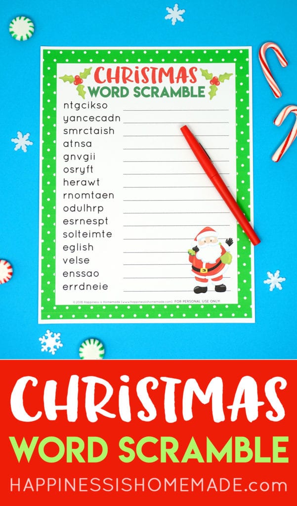 Christmas Word Scramble Printable - Happiness is Homemade