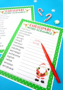 Christmas Word Scramble Printable - Happiness is Homemade