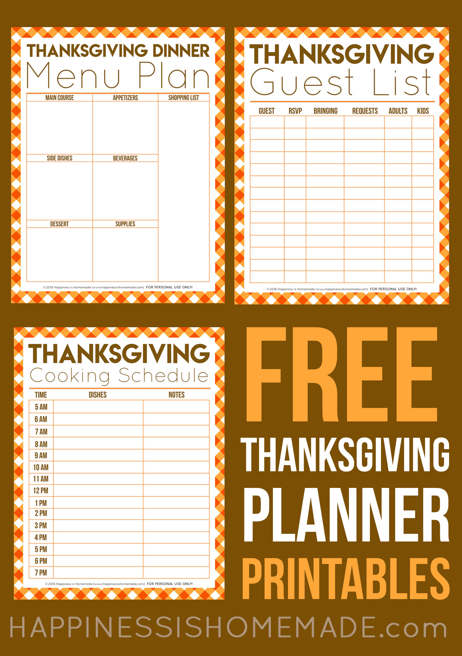 Free Thanksgiving Printables Menu Planner, Guest List, & More