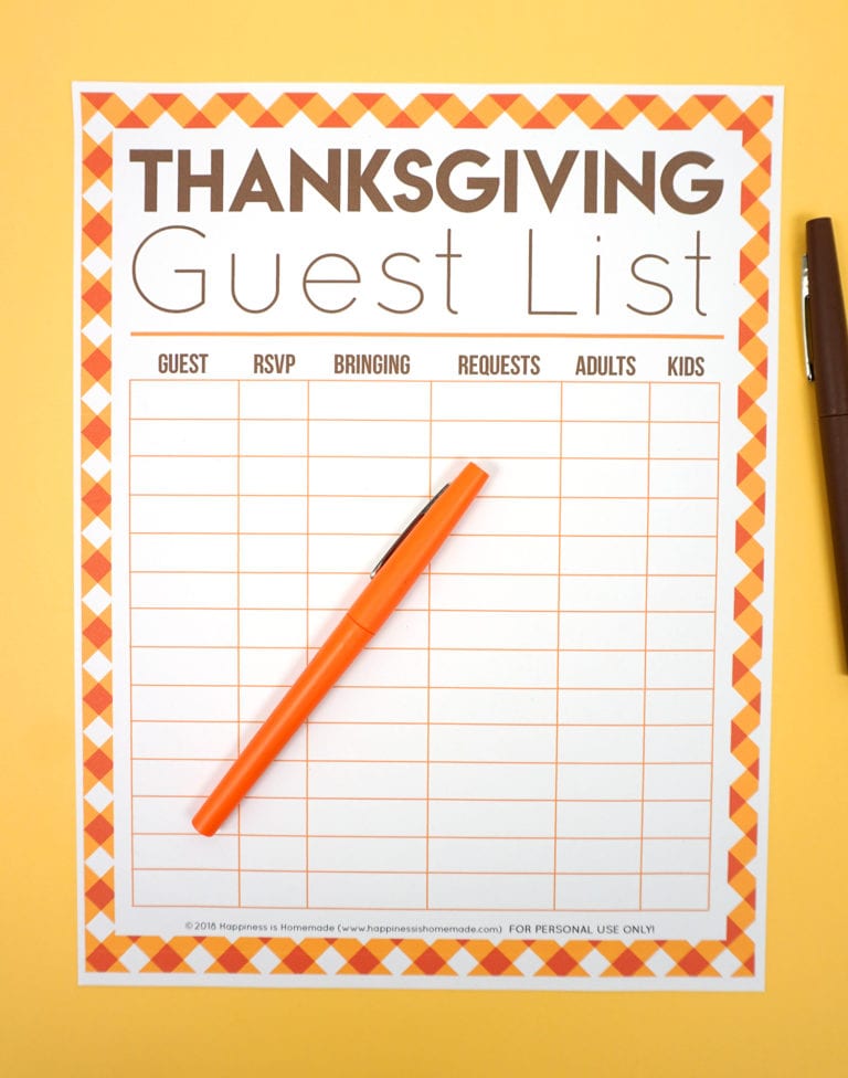 Free Thanksgiving Printables Menu Planner, Guest List, & More