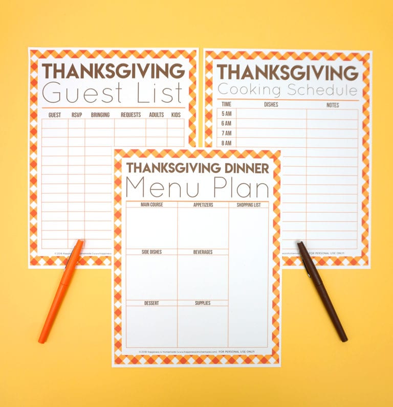 Free Thanksgiving Printables - Menu Planner, Guest List, & More ...