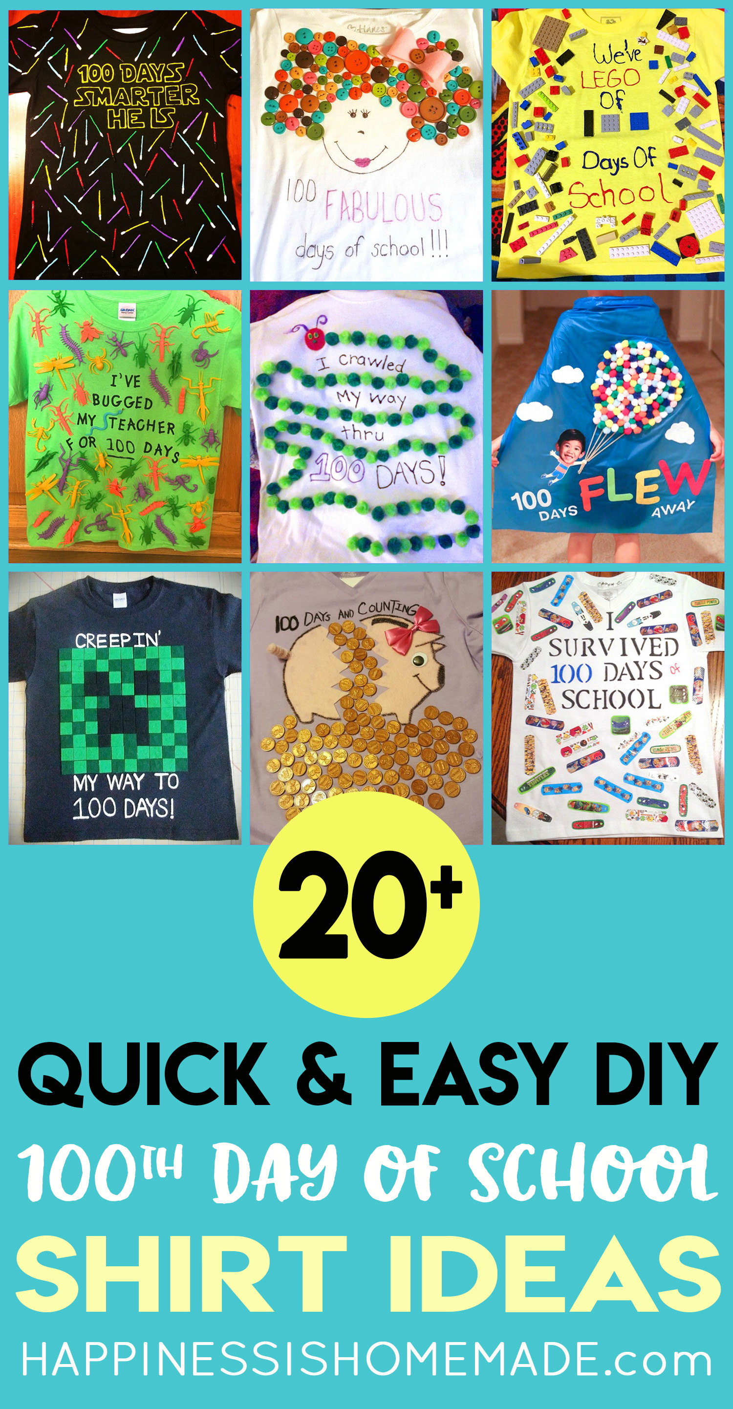 30+ Easy 100 Days of School Shirt Ideas - Happiness is Homemade
