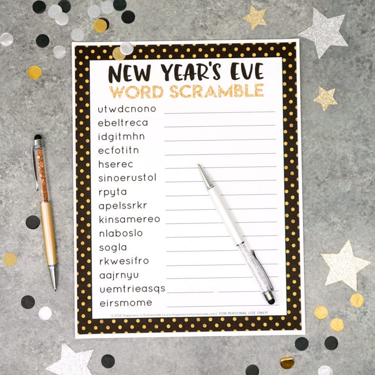 New Year's Word Search Printable - Happiness is Homemade