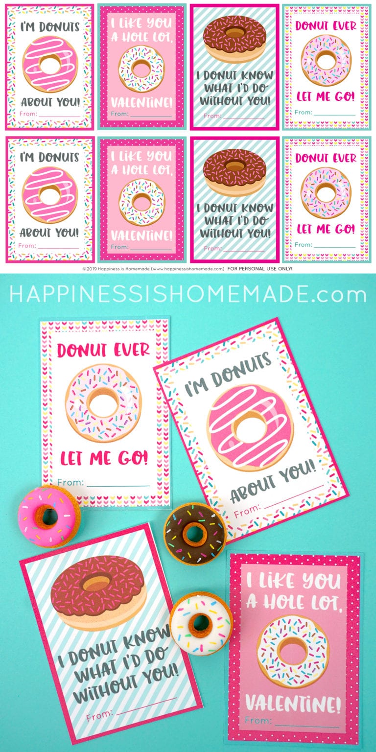 Printable Donut Valentine Cards - Happiness is Homemade