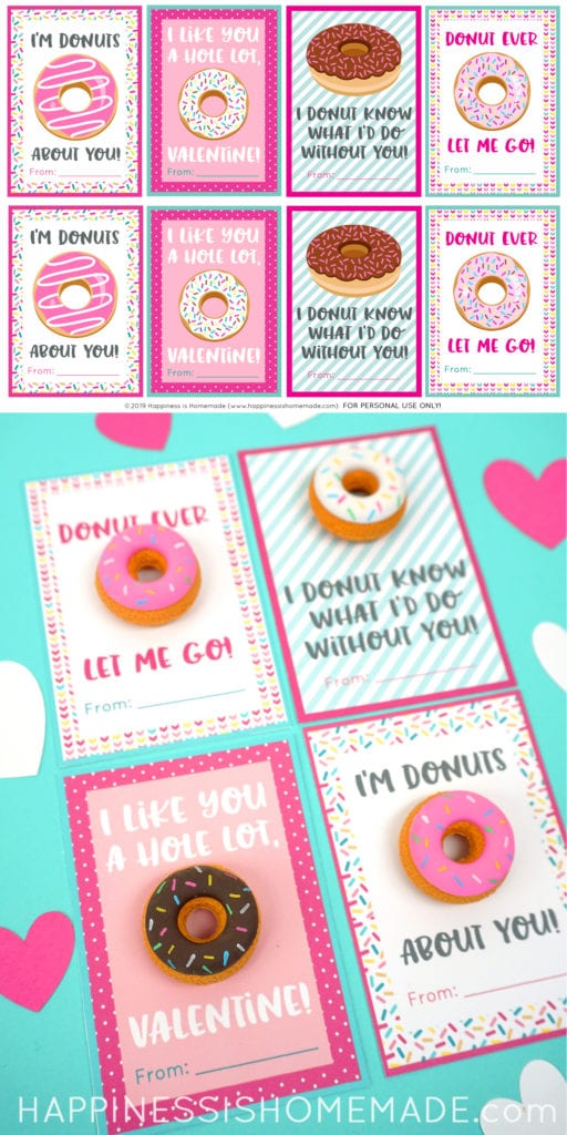 Printable Donut Valentine Cards - Happiness is Homemade