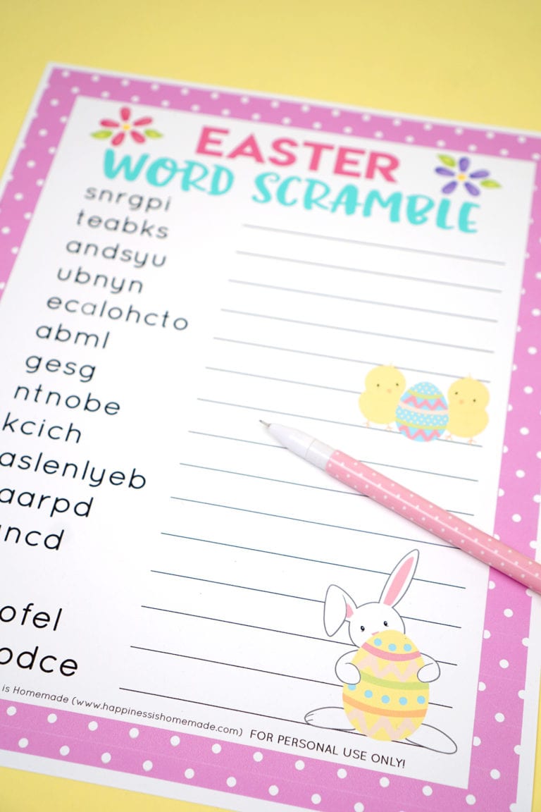 Easter Word Scramble Printable - Happiness is Homemade