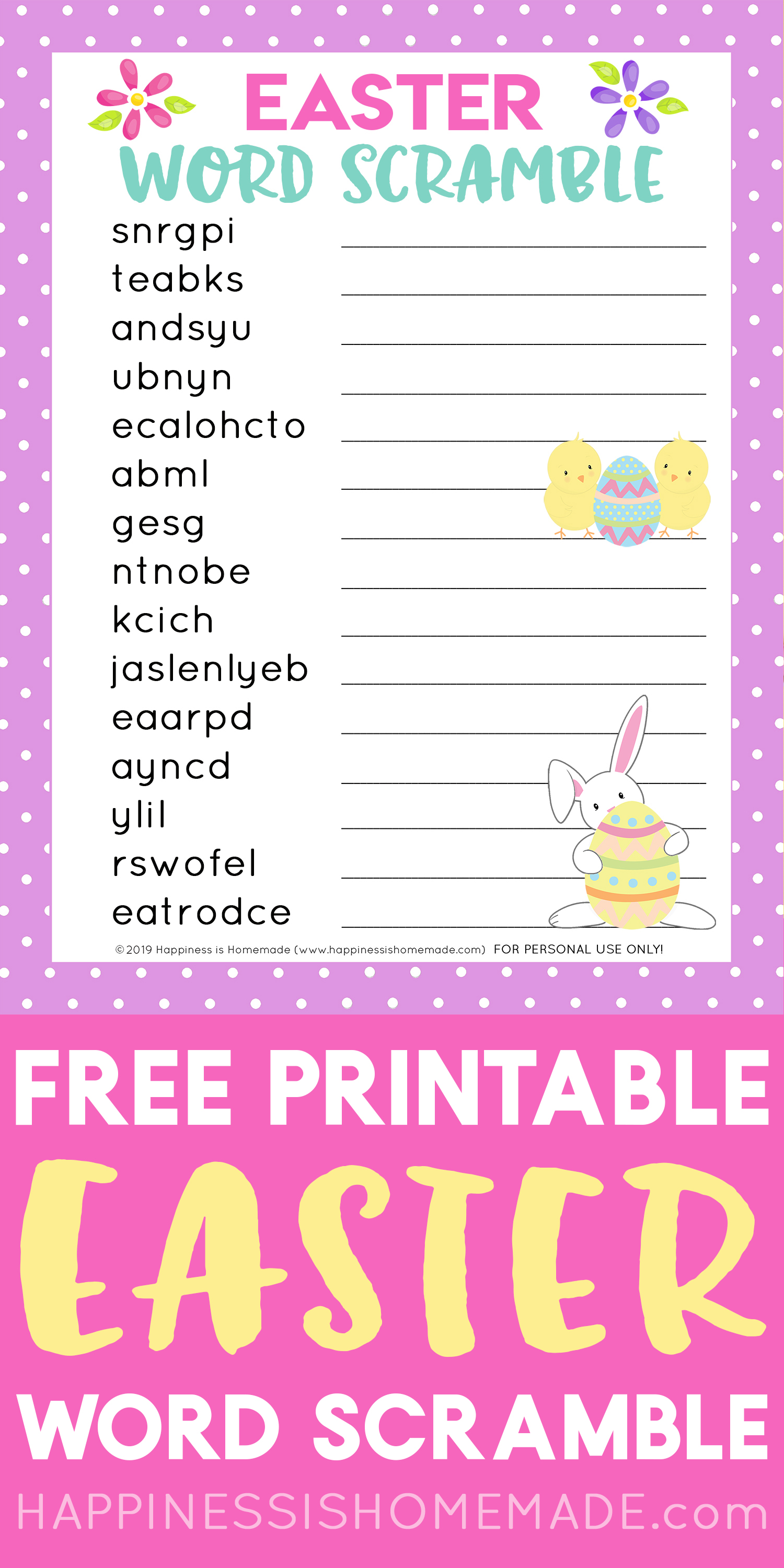 Free Easter Word Scramble Printable Templates Printable