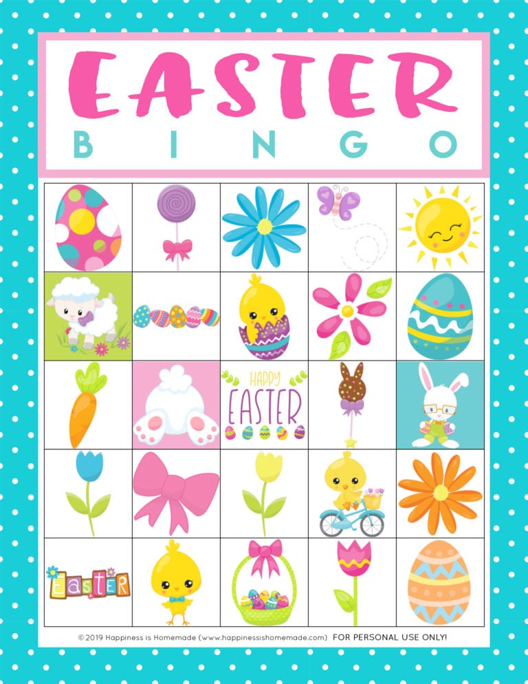 FREE Printable Easter Bingo Game Cards - Happiness is Homemade