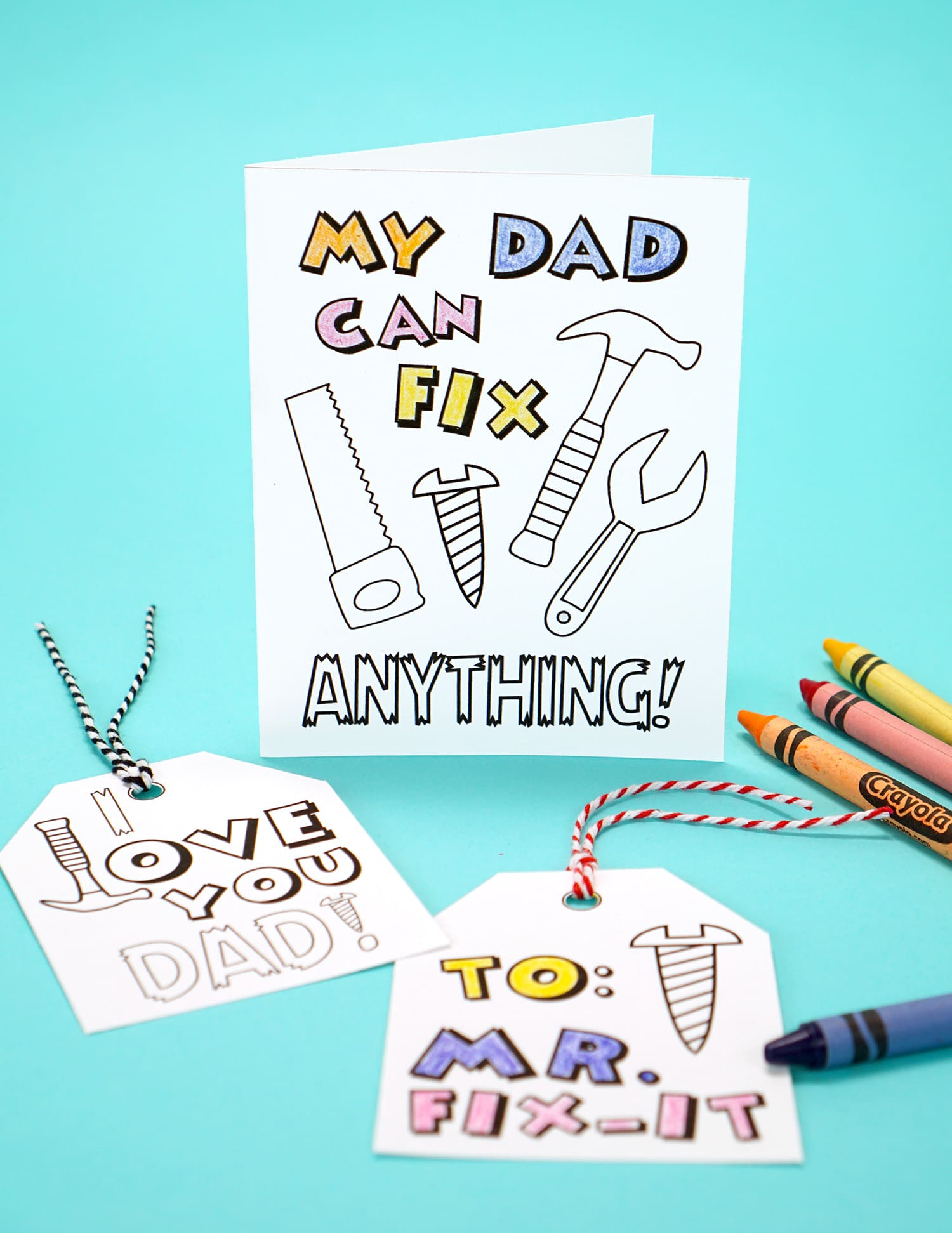 Printable Father's Day Card + Coloring Page - Happiness is Homemade