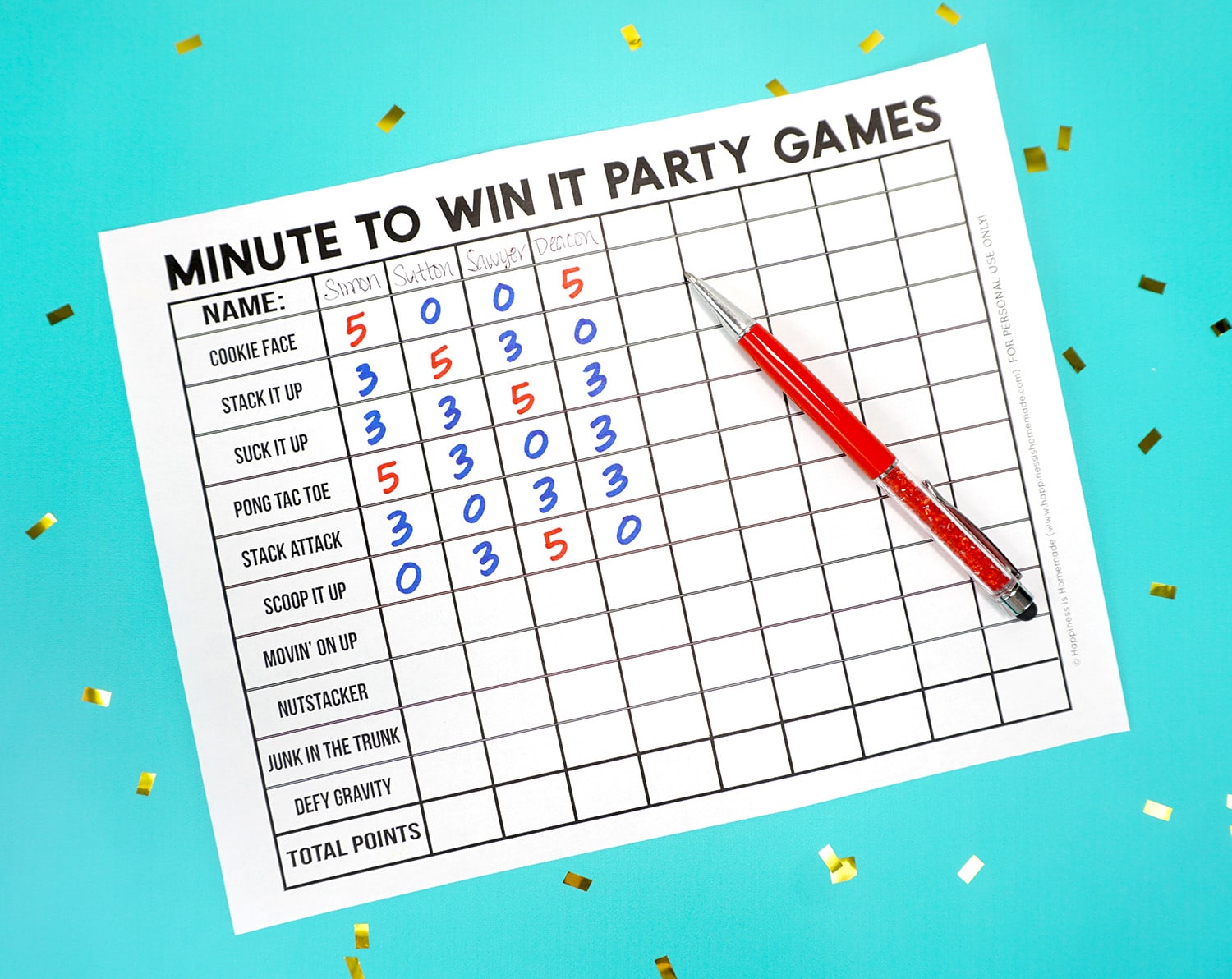 Printable Minute To Win It Games