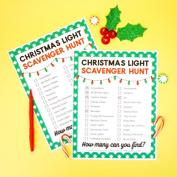 Christmas Light Scavenger Hunt - Happiness is Homemade