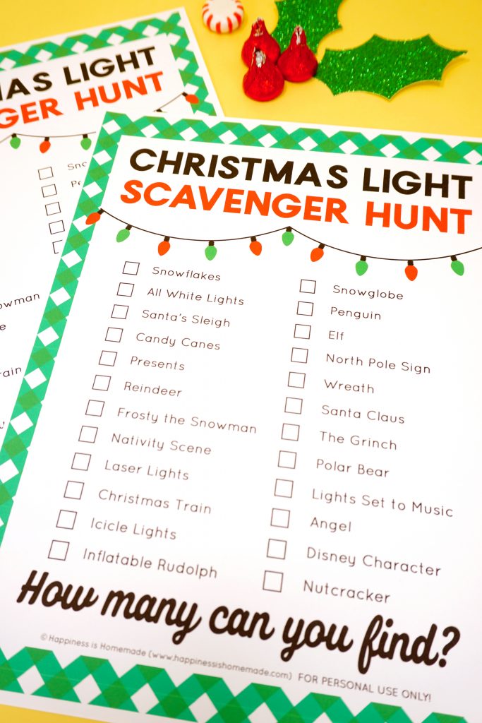 Christmas Light Scavenger Hunt - Happiness is Homemade