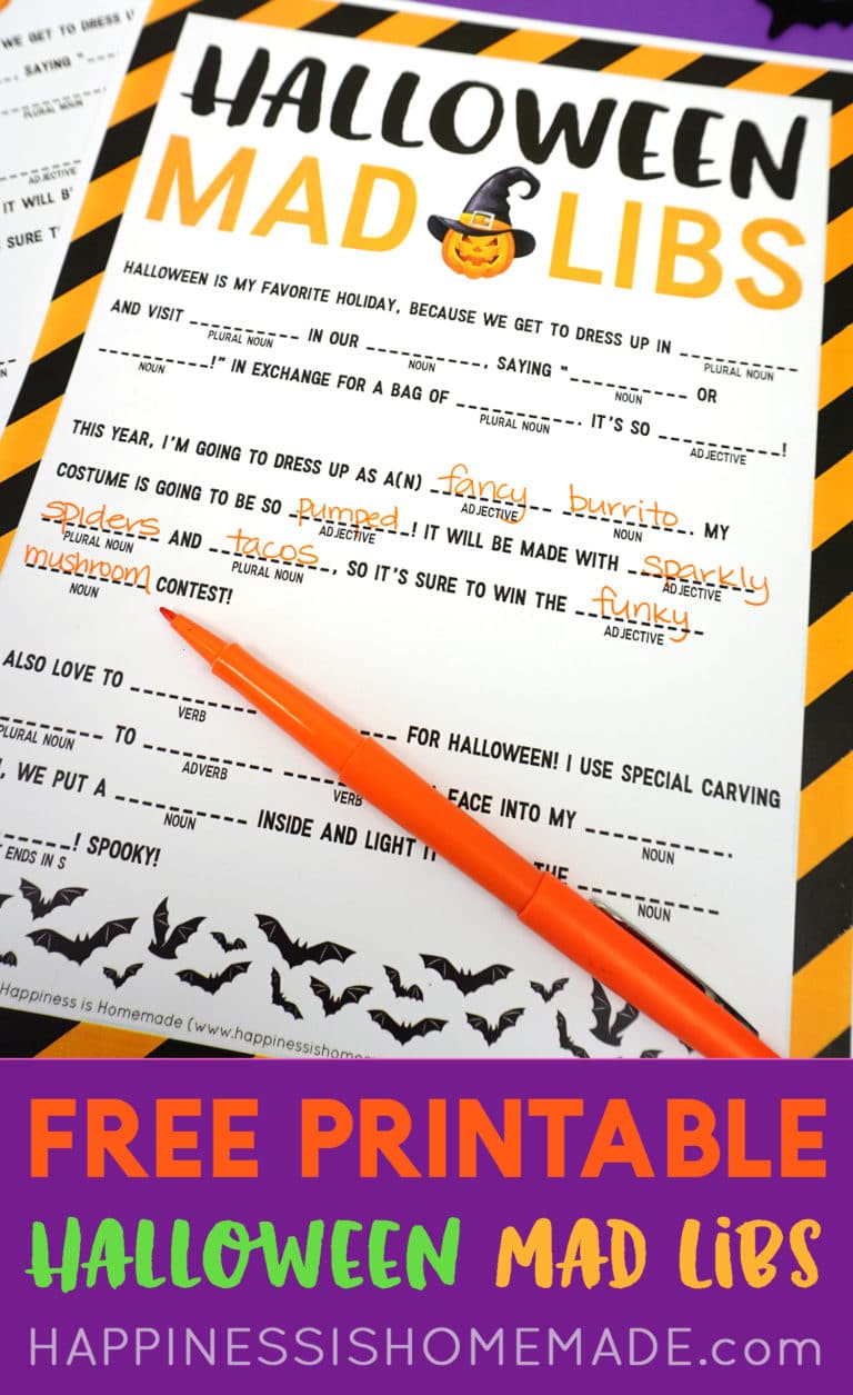 Halloween Mad Libs Printable - Happiness is Homemade