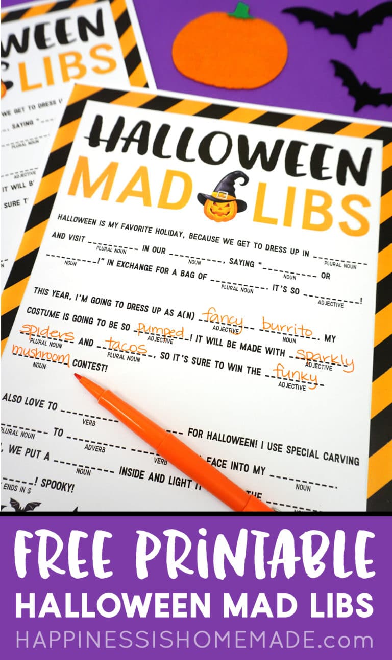 Halloween Mad Libs Printable - Happiness is Homemade