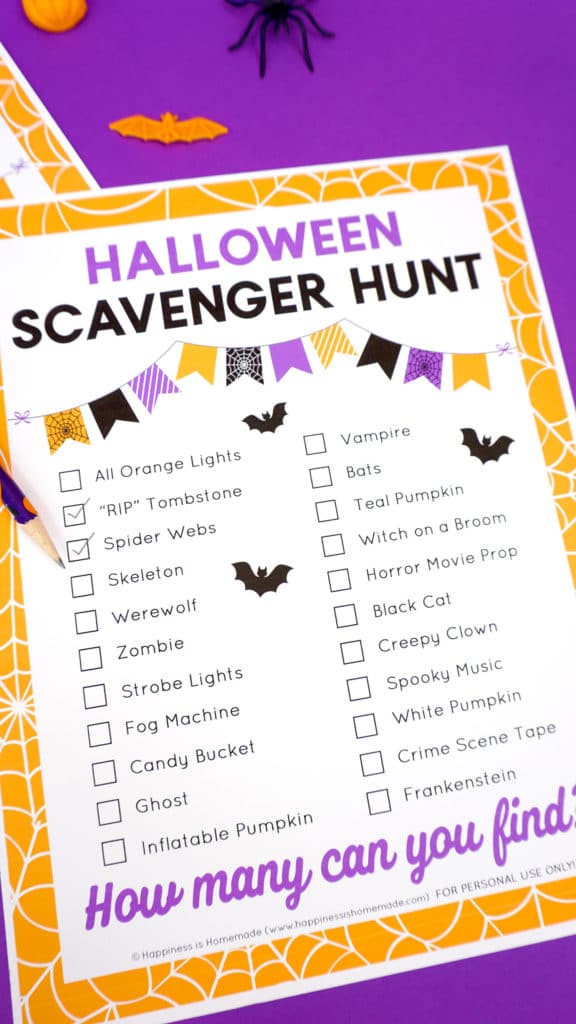 Free Printable Halloween Scavenger Hunt - Happiness is Homemade