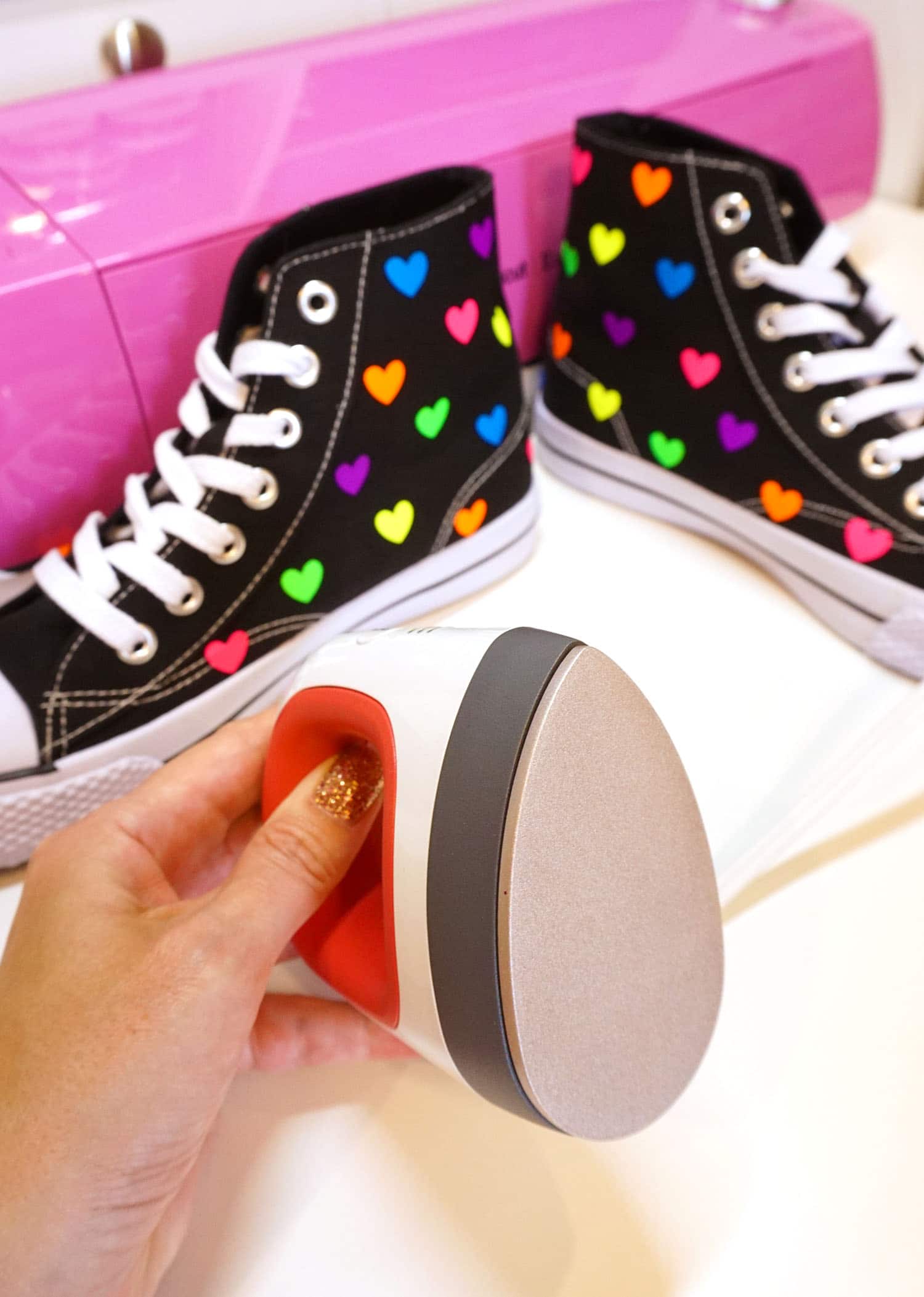 Ginger Snap Crafts: DIY Polka Dot Shoes with the Cricut Easypress Mini