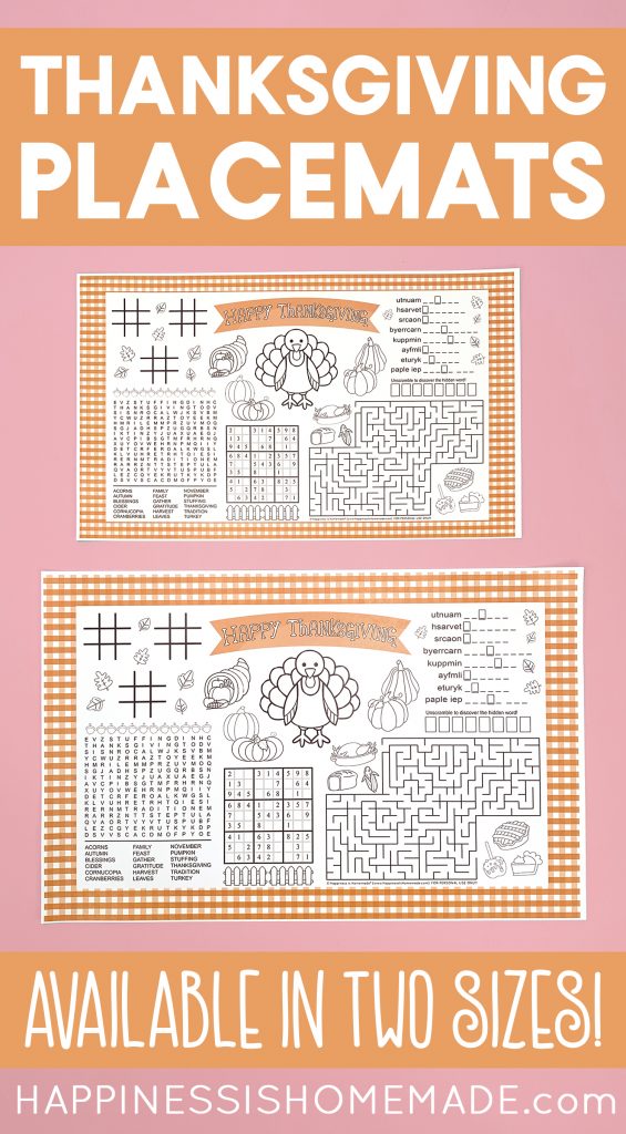 Printable Thanksgiving Placemats - Happiness is Homemade