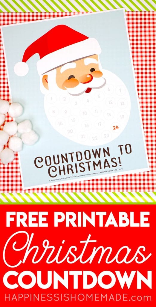 Santa Christmas Countdown Printable - Happiness is Homemade