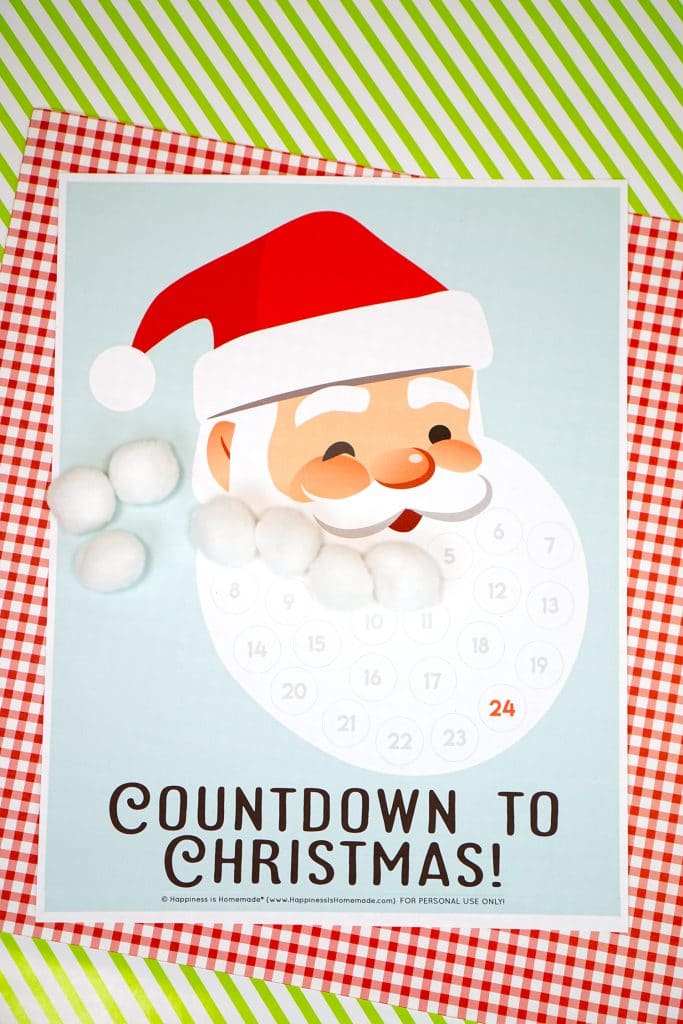 Santa Christmas Countdown Printable - Happiness is Homemade