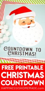 Santa Christmas Countdown Printable - Happiness is Homemade