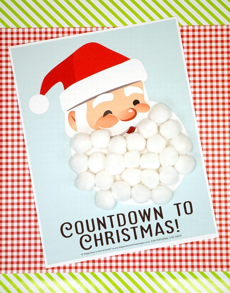 Santa Christmas Countdown Printable - Happiness is Homemade